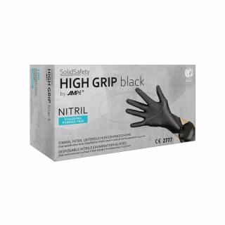 Solid Safety High Grip Black, manusi nitril antialunecare texturate negre, cutie 100 buc