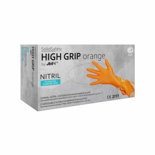 Solid Safety High Grip Orange, manusi nitril antialunecare texturate portocalii, cutie 50 buc