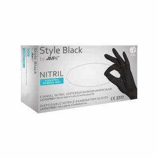 Style Black, manusi nitril fara pudra, negre, cutie 100 buc