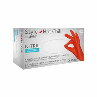 Style Hot Chili, manusi nitril fara pudra, rosii, cutie 100 buc