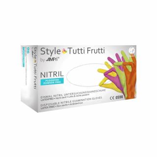 Style Tutti Frutti, manusi nitril fara pudra, 4 culori, cutie 96 buc