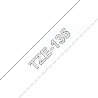 Banda de etichete Brother TZe-135, Laminata, Alb pe Transparent, 12mm 8m