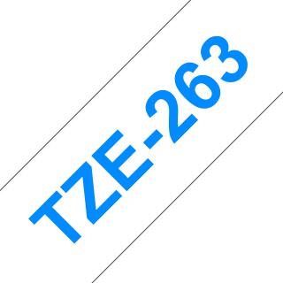Banda de etichete Brother TZe-263, Laminata, Albastru pe Alb, 36mm 8m