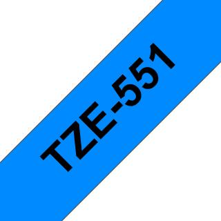 Banda de etichete Brother TZe-551, Laminata, Negru pe Albastru, 24mm 8m