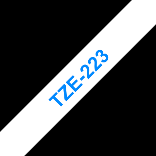 Banda Etichete Brother TZe-223, Laminata, Albastru pe  Alb, 9mm 8m