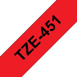 Banda Etichete Brother TZe-451, Laminata, Negru pe Rosu, 24mm 8m