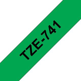Banda Etichete Brother TZe-741, Laminata, Negru pe Verde, 18mm 8m