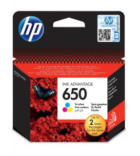 Cartus cerneala HP 650 (CZ102AE), tricolor (cyan, magenta, yellow), original, 200 pagini