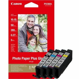 Hartie foto + Cartus cerneala Canon CLI-581, color (C M Y BK), original, 200 pagini, 22.4 ml