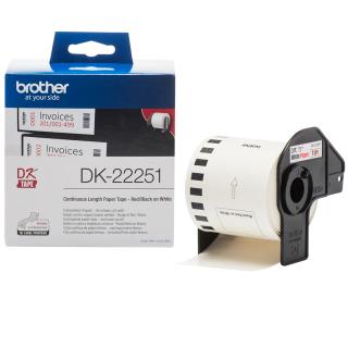 Rola de etichete Brother DK-22251, Negru si Rosu pe Alb, 62mm 15,24m