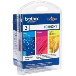 Set cartuse cerneala Brother LC1100HY, color (cyan, magenta, yellow), original, 750 pagini