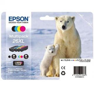 Set cartuse cerneala Epson 26XL T2636, 4 culori (Black, Cyan, Magenta, Yellow), original, 500 700 pagini, 41.3 ml