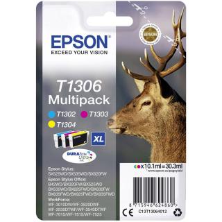 Set cartuse cerneala Epson T1306, color (Cyan, Magenta, Yellow), original, 765 pagini, 30.3 ml