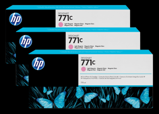 Set Cartuse cerneala HP 771C (B6Y35A), roz deschis (light magenta), original, 3 bucati, 775 ml fiecare