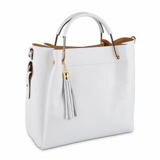 Geanta Alice, piele naturala, alba, 8055