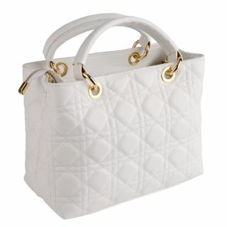 Geanta Amora, piele 100% naturala alba cu aspect matlasat, 8228