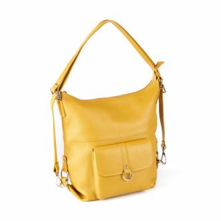 Geanta Ayline, tip rucsac galben din piele100 % naturala  8110