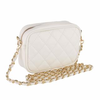 Geanta Cassia, crossbody piele 100 % naturala alba cu aspect matlasat 8167