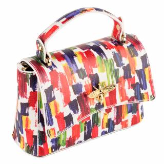 Geanta Irene,din piele naturala multicolor, imprimeu abstract 8212