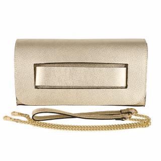 Geanta Isolde,din piele naturala auriu sidefat, cu accesorii metalice aurii 8216