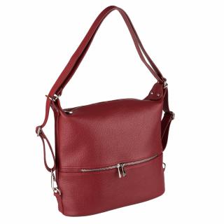 Geanta Jackie, tip rucsac rosu inchis din piele naturala moale 8190