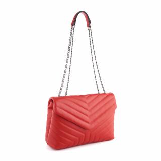 Geanta Jill, piele100% naturala rosie, bareta metalica, 8129
