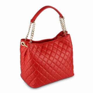 Geanta Katrine, piele100%  naturala rosie cu aspect matlasat, lant metalic auriu, 8171