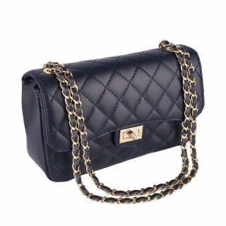 Geanta Lora, crossbody din piele 100% naturala,bleumarin cu aspect matlasat 8127