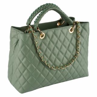 Geanta Natalia, piele 100%  naturala verde menta cu aspect matlasat, lant auriu 8001