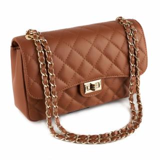 Geanta Patricia, crossbody piele coniac cu aspect matlasat 8002