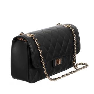 Geanta Patricia, crossbody piele negru cu aspect matlasat 8002