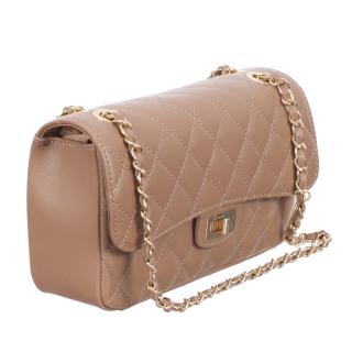 Geanta Patricia, crossbody piele nude cu aspect matlasat 8002