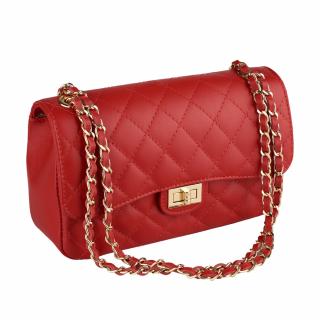 Geanta Patricia, crossbody piele rosie cu aspect matlasat 8002