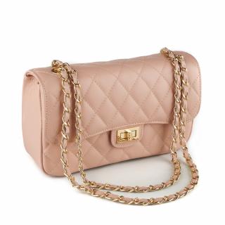 Geanta Patricia, crossbody piele roz prafuit cu aspect matlasat 8002