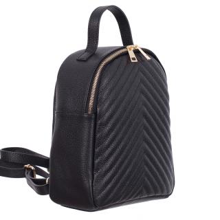 Rucsac Beatrice, negru din piele cu striatii 8033