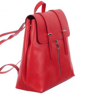 Rucsac Carrie, rosu din piele cu fermoar exterior 8028