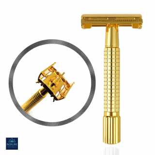 Aparat de ras clasic butterfly, Safety Razor, Gold