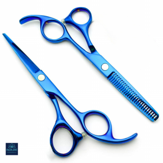 Set profesional de 2 foarfece de tuns si filat 6  - cobalt blue