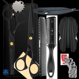 Set profesional pentru frizerie matte black, 9 instrumente