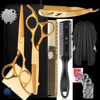 Set profesional pentru frizerie royal gold, 10 instrumente