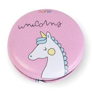 Oglinda Mica de Poseta cu Imprimeu Unicorn Roz 7 cm - Nurio