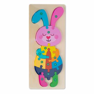 Puzzle 3D din lemn - iepuras Montessori