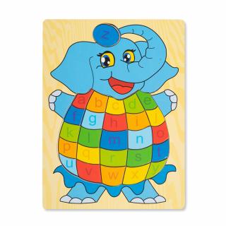 Puzzle din Lemn cu Litere Elefant Montessori