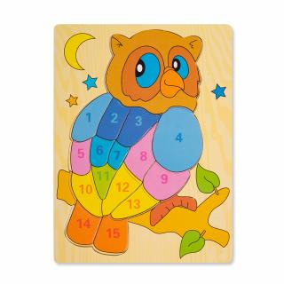 Puzzle din Lemn cu Numere Bufnita Montessori - Nurio