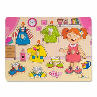 Puzzle Imbracam Fetita, Lemn, 7 Piese Montessori