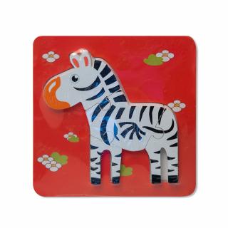 Puzzle mic 3D din lemn - zebra Montessori