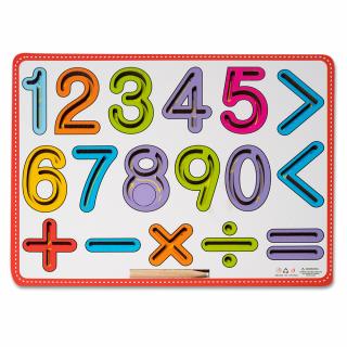 Tablita din Lemn cu Cifre si Simboluri cu Creion Montessori