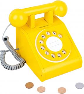 Telefon din Lemn - Galben