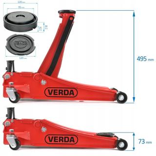 Cric hidraulic 3T cu profil redus cu doua pistoane de la 73 la 500 mm inaltime ridicare rapida SN9315
