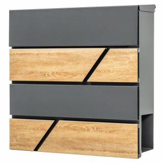 Cutie de scrisori pentru gard antracit si imitatie lemn SN3638